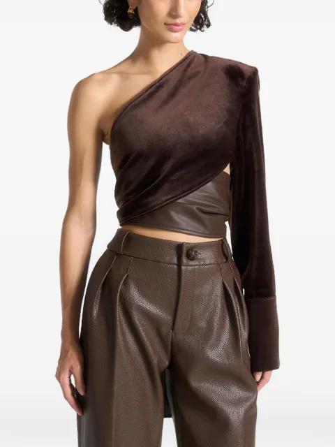 Coralie one sleeve velour wrap top by MANIERE DE VOIR
