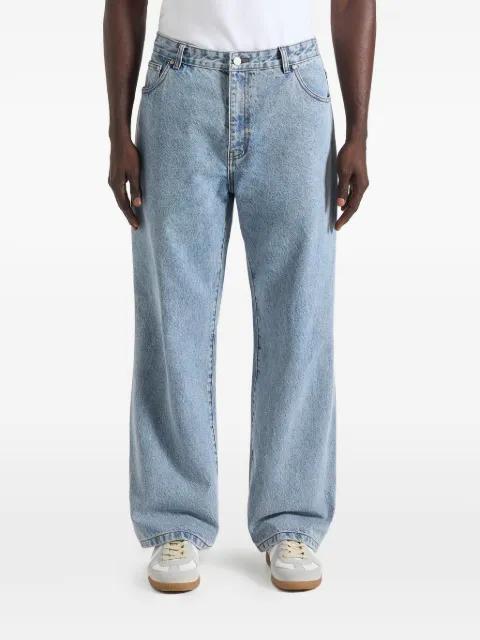 DN002 in mid blue relaxed fit denim jeans by MANIERE DE VOIR