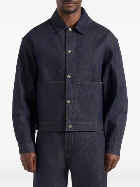 Damie in indigo boxy-fit denim jacket by MANIERE DE VOIR
