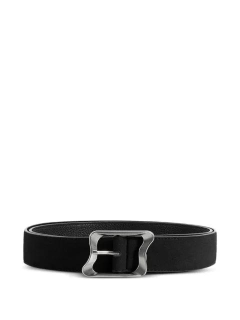 Eleanor suede & faux-leather buckle-fastening black belt by MANIERE DE VOIR