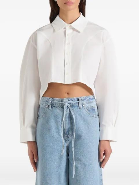 Eleni cropped shirt with balloon sleeves by MANIERE DE VOIR