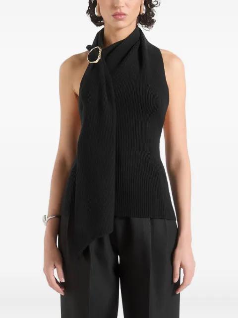 Elodie knitted draped halterneck top by MANIERE DE VOIR