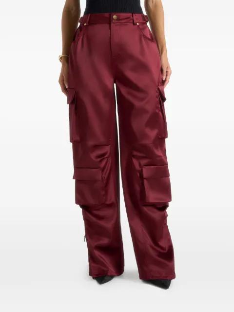 Emilie high-waisted satin wine red cargo pants by MANIERE DE VOIR