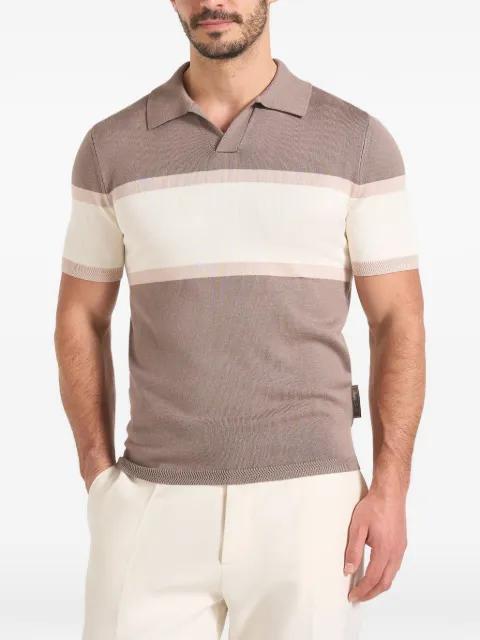 Enzo in mushroom colour-block polo top by MANIERE DE VOIR