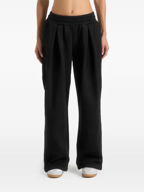 Fanny pleated straight-leg black track pants by MANIERE DE VOIR