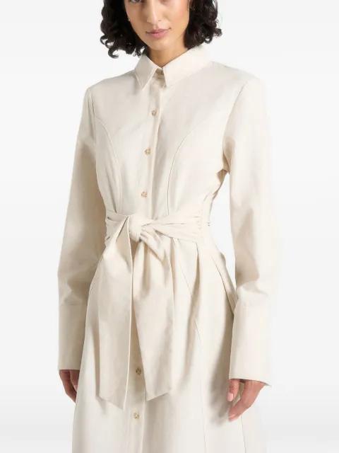 Fern in natural midi shirt dress with tie-waist by MANIERE DE VOIR