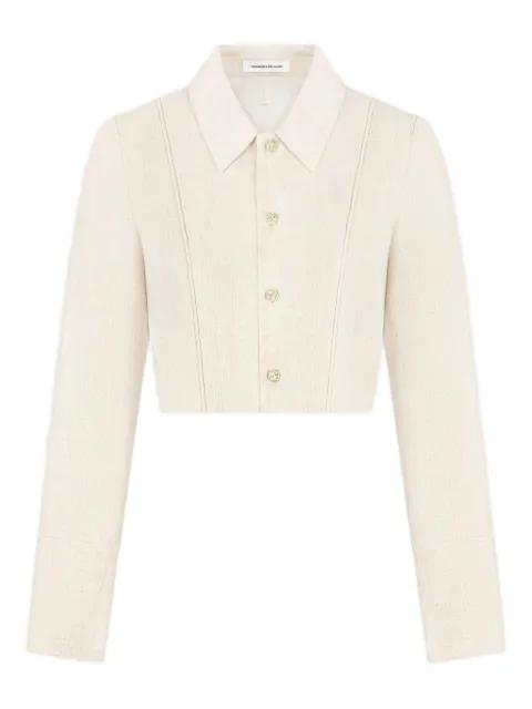 Florine linen pintuck cropped shirt by MANIERE DE VOIR