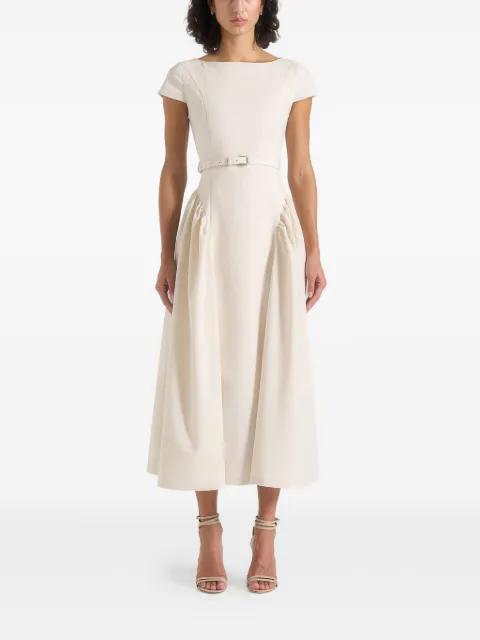 Gaia belted pleated dress by MANIERE DE VOIR