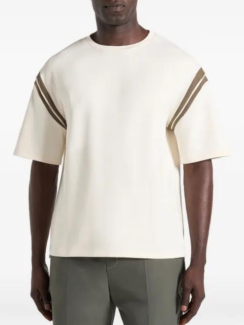 Georges in cream/olive varsity cotton T-shirt by MANIERE DE VOIR