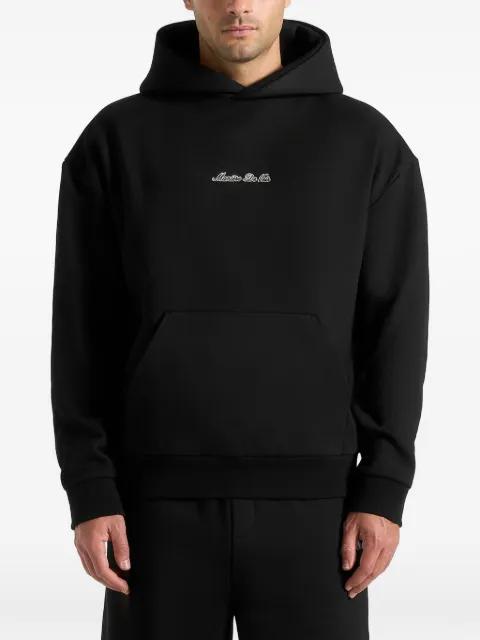 JS001 in black signature relaxed-fit hoodie by MANIERE DE VOIR