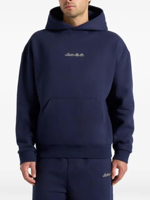 JS001 in navy Signature relaxed-fit hoodie by MANIERE DE VOIR