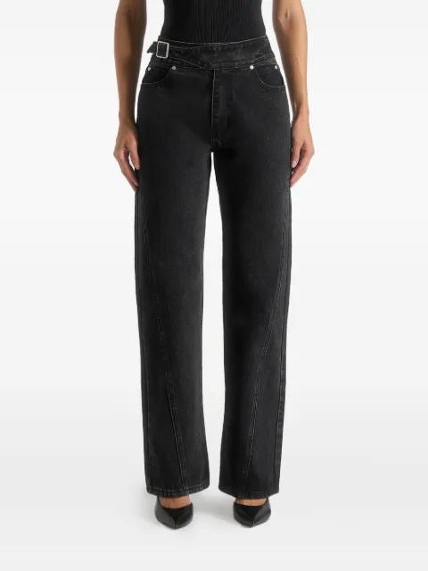 Joane waist-adjuster twisted-leg washed black jeans by MANIERE DE VOIR