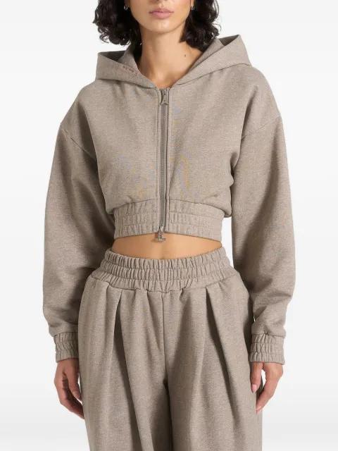 Josiane in taupe relaxed zip through hoodie by MANIERE DE VOIR