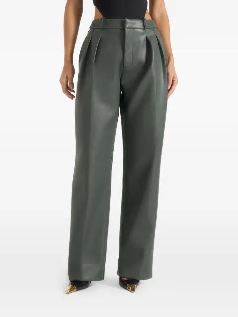 Julie in olive  twin pleat trousers by MANIERE DE VOIR