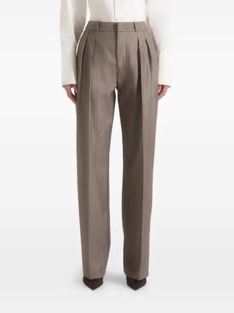 Julie pinstripe-print pleated tailored trousers by MANIERE DE VOIR Julie pinstripe-print pleated tailored trousers by MANIERE DE VOIR