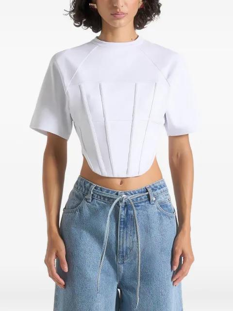 Juline in white corset T-Shirt by MANIERE DE VOIR