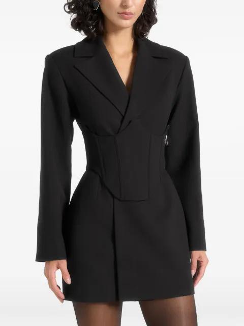 Lacey in black tailored blazer dress with reversible corset by MANIERE DE VOIR
