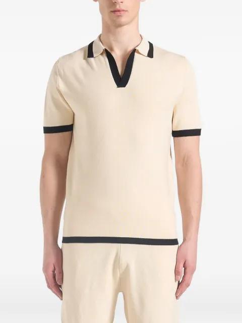 Lambert contrast-detail knit cream polo shirt by MANIERE DE VOIR