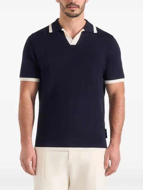 Lambert in navy contrast-detail knit T-shirt by MANIERE DE VOIR
