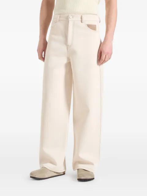 Lazare in cream wide-leg twill jeans by MANIERE DE VOIR