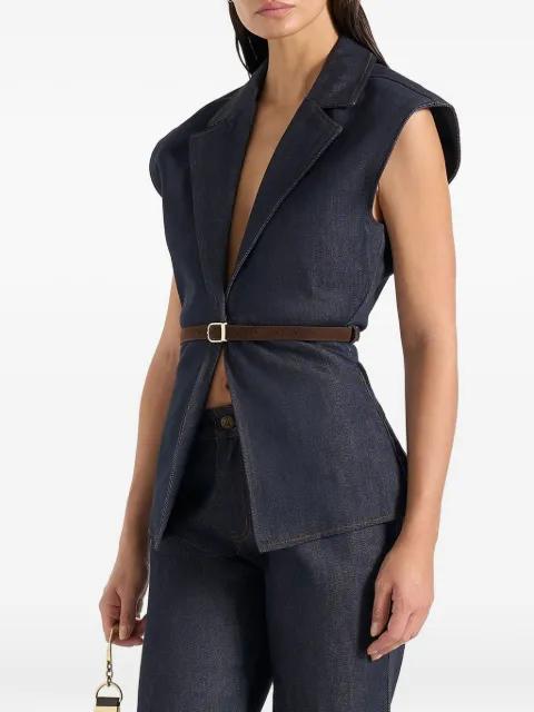 Linda wide-shoulder belted waistcoat by MANIERE DE VOIR