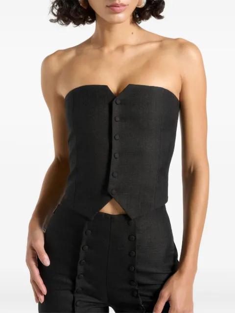 Lise cropped tailored blazer & button detail bandeau by MANIERE DE VOIR