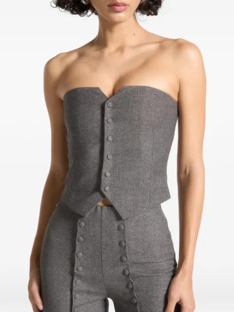 Lise cropped tailored blazer & button detail bandeau by MANIERE DE VOIR