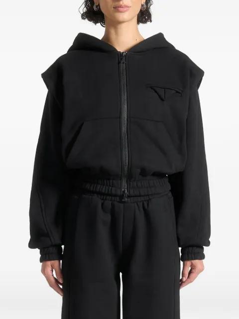 Louna zip-fastening wide-shoulder black sweatshirt by MANIERE DE VOIR