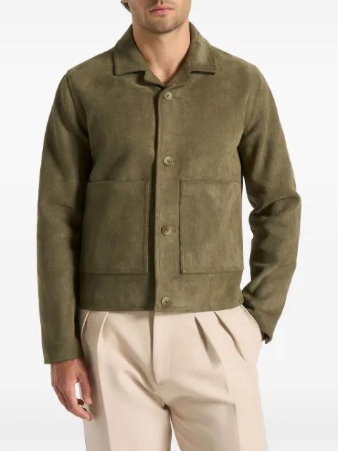 Michel suede-effect revere-collar green jacket by MANIERE DE VOIR