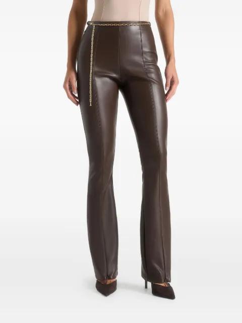 Ninon faux-leather fit and flare pants with chain by MANIERE DE VOIR