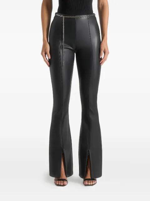 Ninon faux-leather fit and flare pants with chain by MANIERE DE VOIR