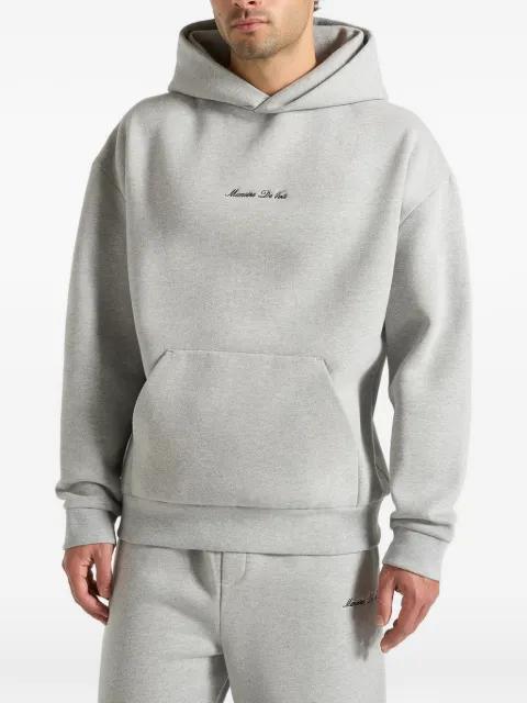 Ollie logo-embroidery relaxed-fit grey marl hoodie by MANIERE DE VOIR