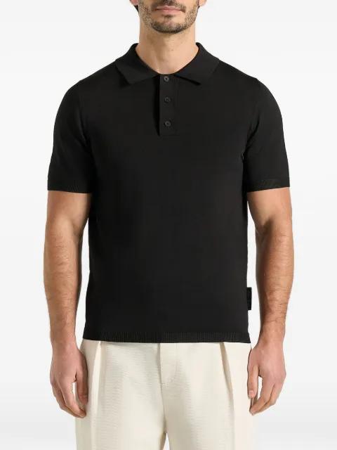 PL001 in black luxe knitted polo top by MANIERE DE VOIR