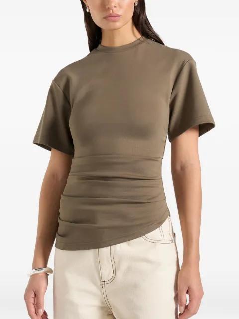 Pauline ruched asymmetric cotton T-shirt by MANIERE DE VOIR