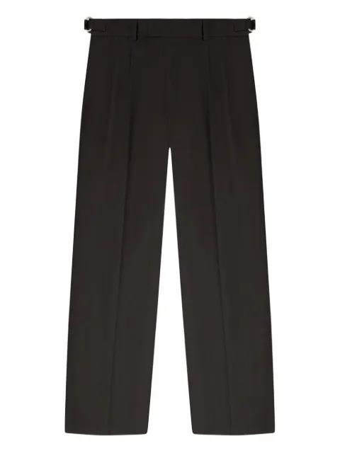 Pierre textured pleated relaxed fit  dark brown tailored trousers by MANIERE DE VOIR