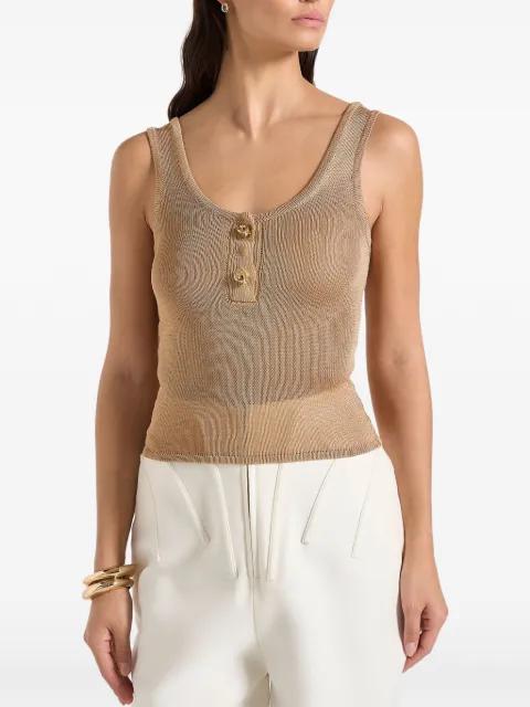 Pippa pointelle knitted top with knot button by MANIERE DE VOIR