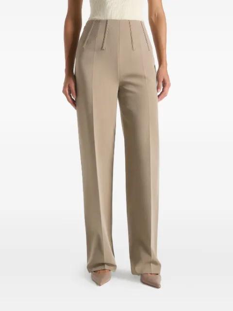 Rafaela in taupe corset waist tailored trousers by MANIERE DE VOIR