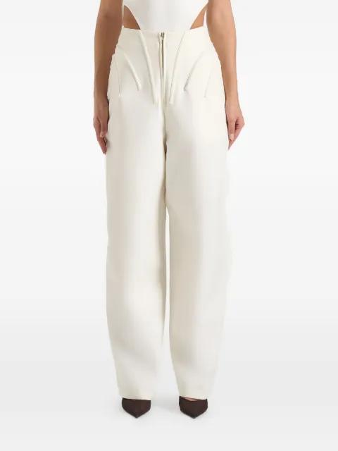Rena in off-white high waisted corset sculptural trousers by MANIERE DE VOIR