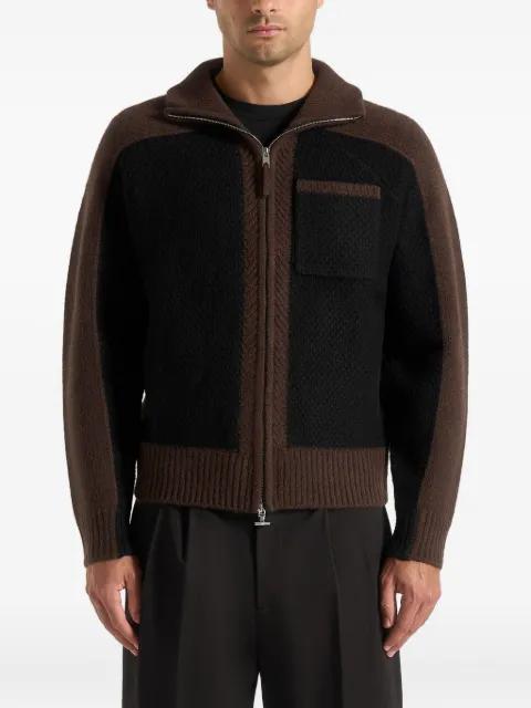 Rene in black/brown zip through cardigan by MANIERE DE VOIR