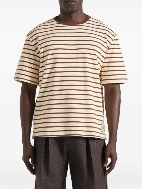 Riley in cream/brown striped relaxed-fit cotton T-shirt by MANIERE DE VOIR