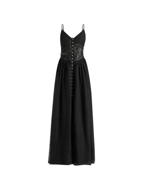Rosie in black lace corset maxi dress by MANIERE DE VOIR