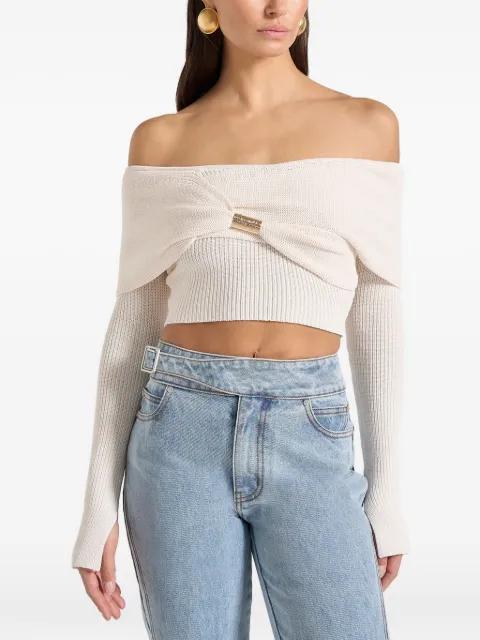 Shana asymmetric bardot top with hardware detail by MANIERE DE VOIR