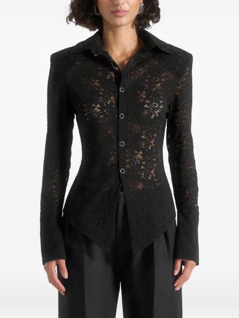 Sila wide shoulder lace angled shirt by MANIERE DE VOIR