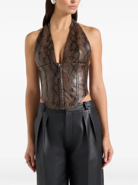 Sloane python halterneck corset top by MANIERE DE VOIR