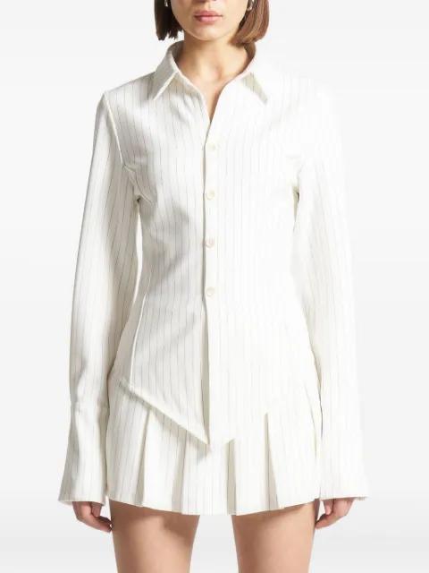 Sonia pinstripe angled-hem shirt by MANIERE DE VOIR