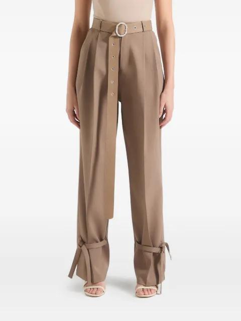 Suzanne tailored pants with oversized belt and ankle ties by MANIERE DE VOIR