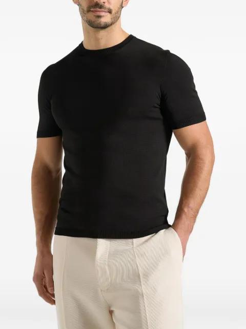 TS010 in black luxe knitted T-shirt by MANIERE DE VOIR