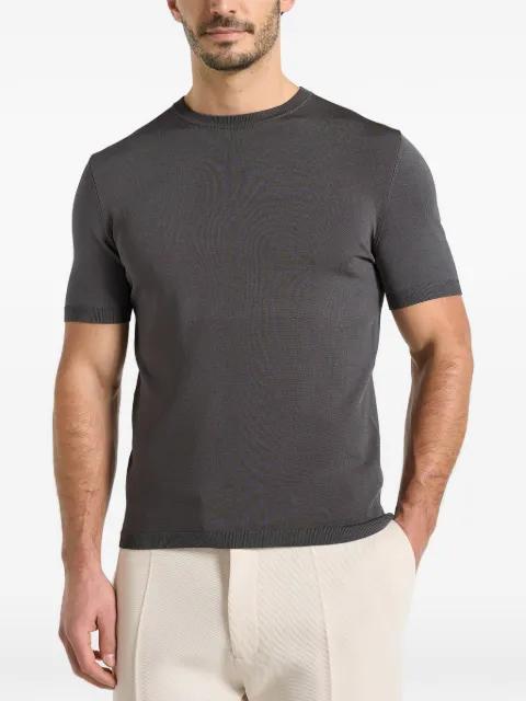 TS010 in charcoal luxe knitted T-shirt by MANIERE DE VOIR