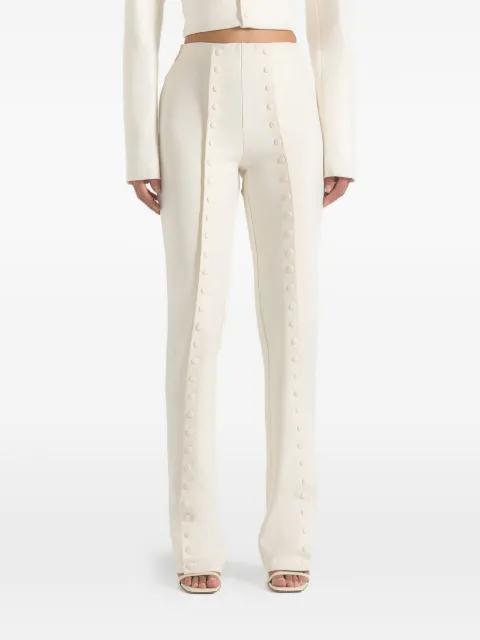 Therese in off white tailored button-detail trousers by MANIERE DE VOIR