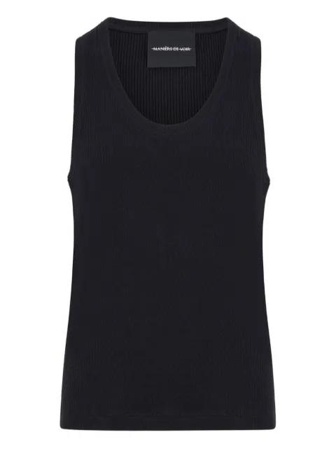 VS001 in black ribbed cotton vest by MANIERE DE VOIR